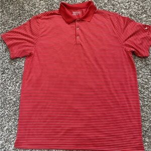 Nike Golf Tour Performance Dri-Fit Polo Men Xl Red w/ White Stripes Short Sleeve